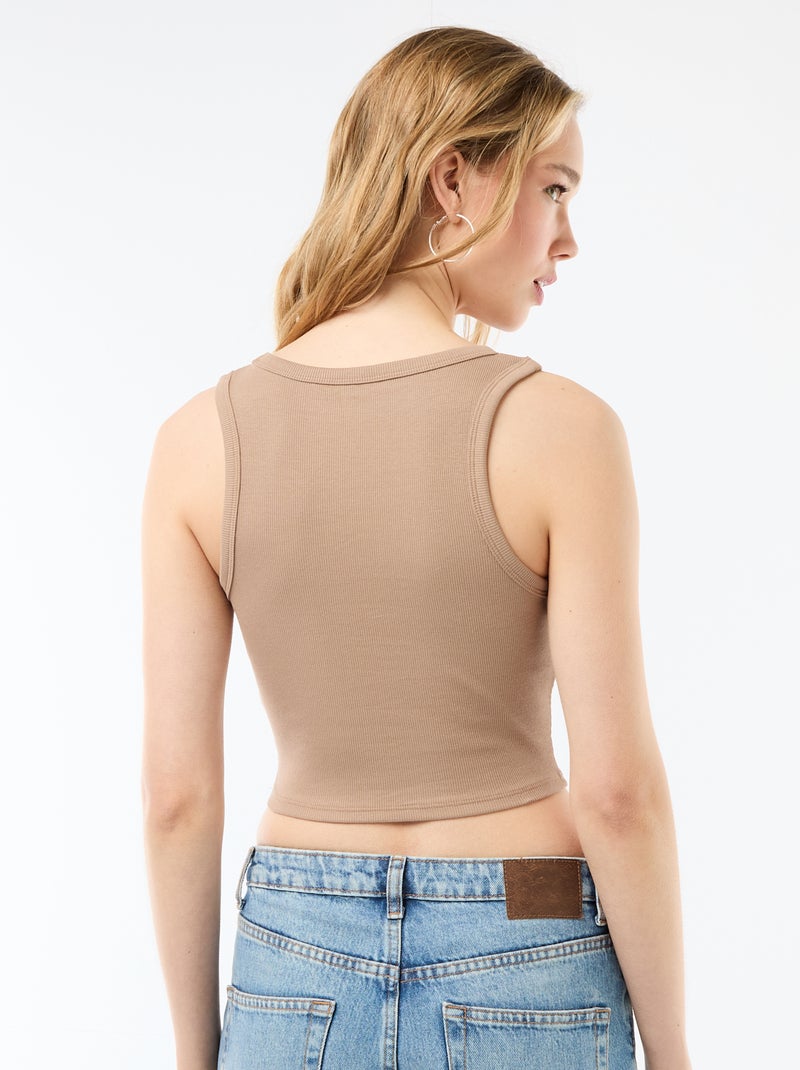 Top corto sin mangas Beige - Kiabi
