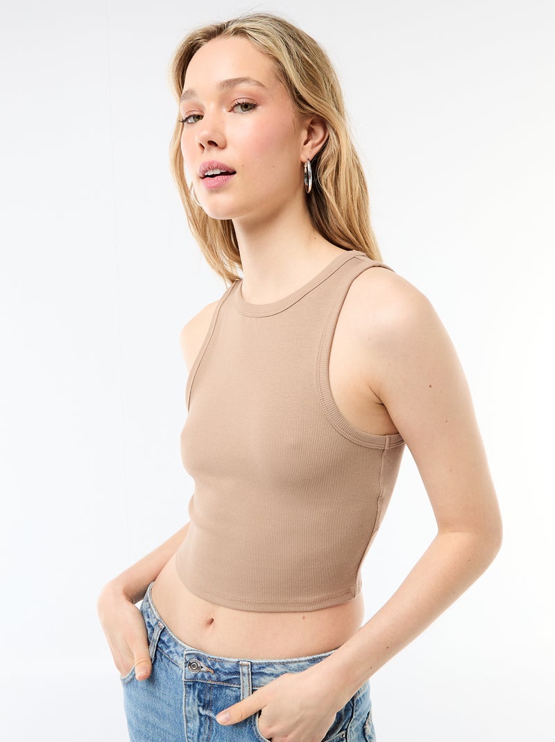 Top corto sin mangas Beige - Kiabi
