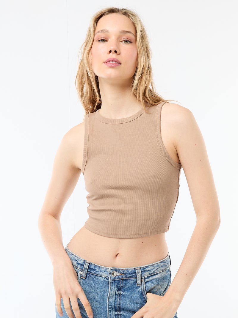 Top corto sin mangas Beige - Kiabi