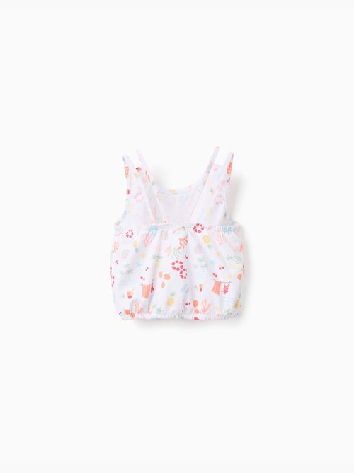 Top corto sin mangas de algodón con motivo de playa - Kiabi