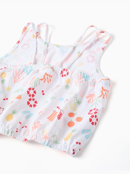 Top corto sin mangas de algodón con motivo de playa - Kiabi