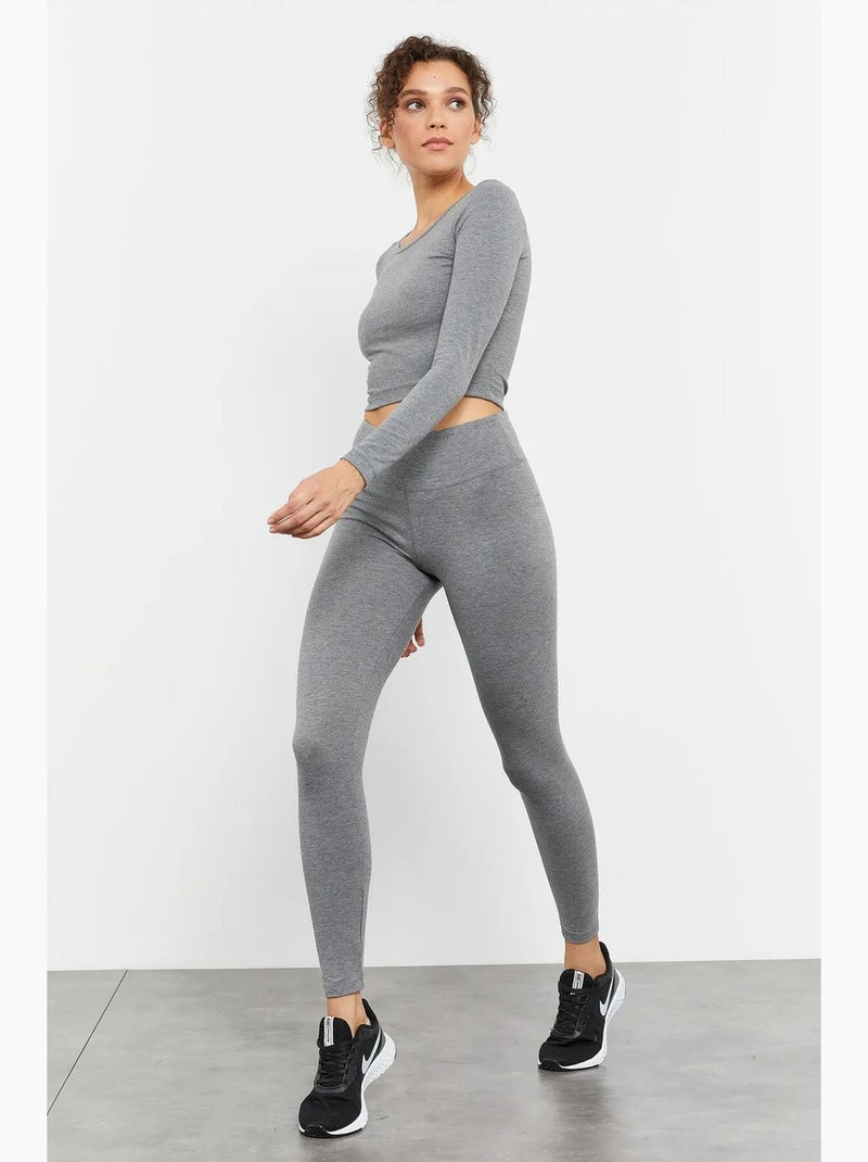 Top corto slim fit de manga larga tommy Gris - Kiabi