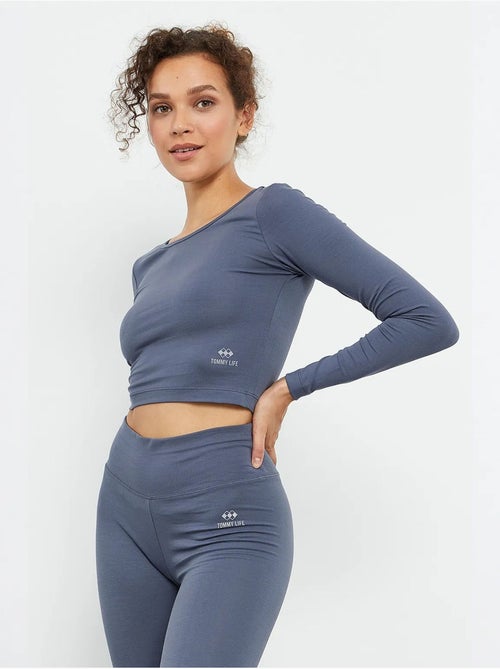 Top corto slim fit de manga larga tommy - Kiabi Top corto slim fit de manga larga tommy - Kiabi