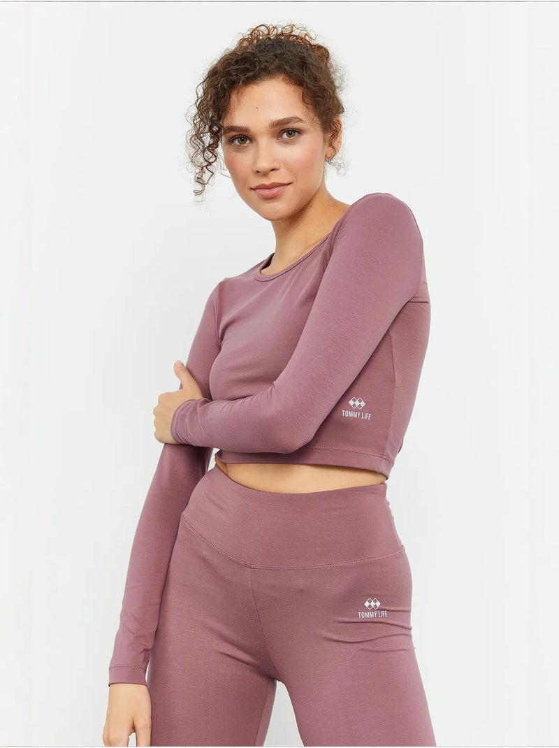 Top corto slim fit de manga larga tommy Malva - Kiabi