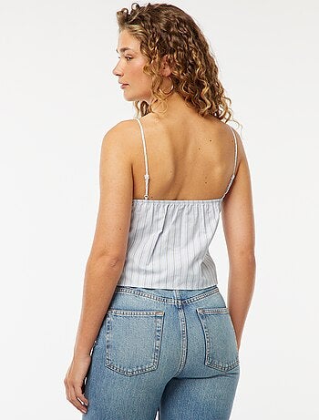 Top cropped de popelina