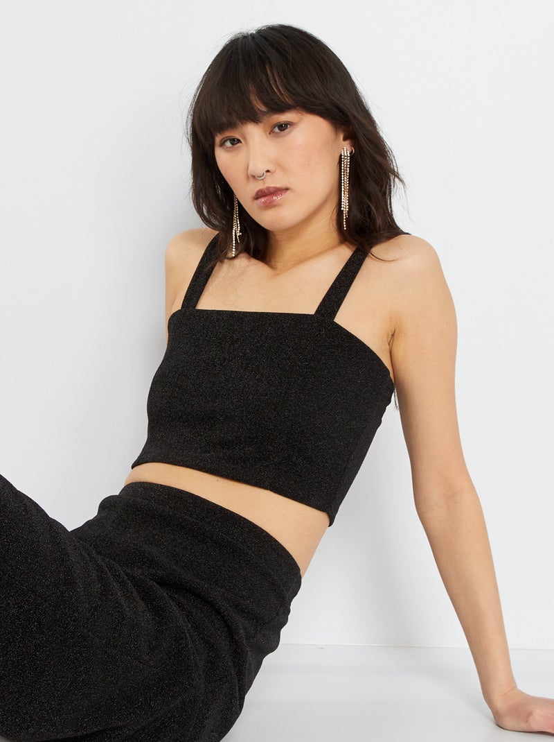 Top cropped de punto suave NEGRO - Kiabi