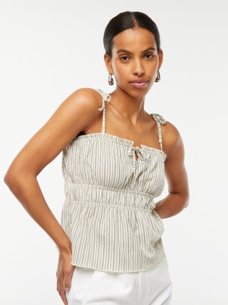 Top cropped de rayas con tirantes finos