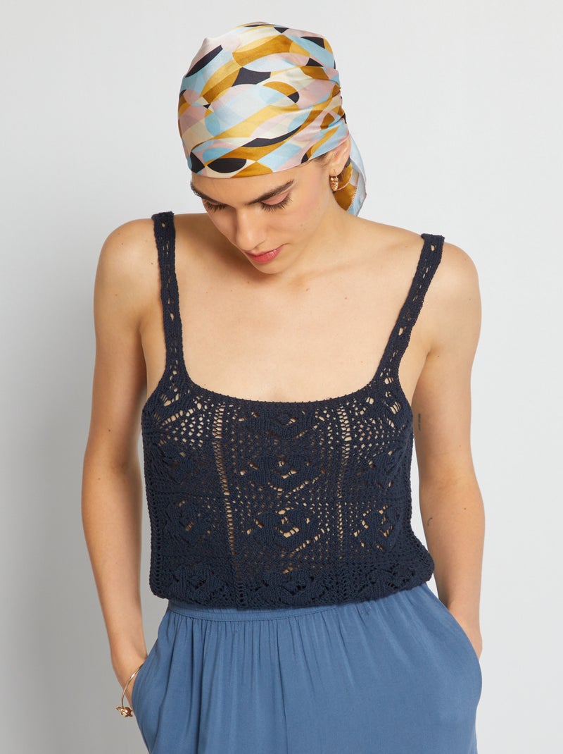 Top cropped de tirantes de ganchillo AZUL - Kiabi