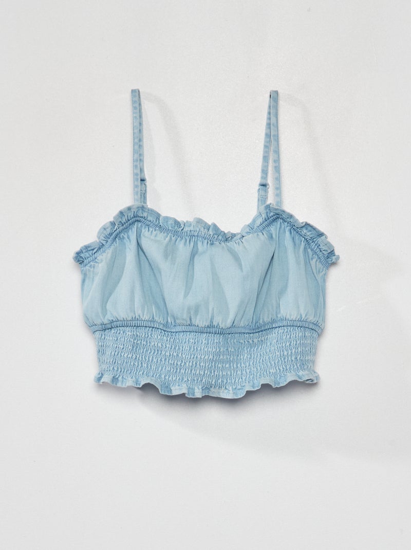 Top cropped vaquero de tirantes finos Azul - Kiabi