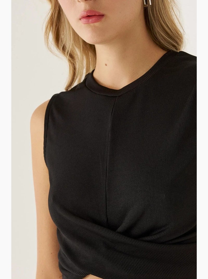 Top cruzado de punto hiccup Negro - Kiabi