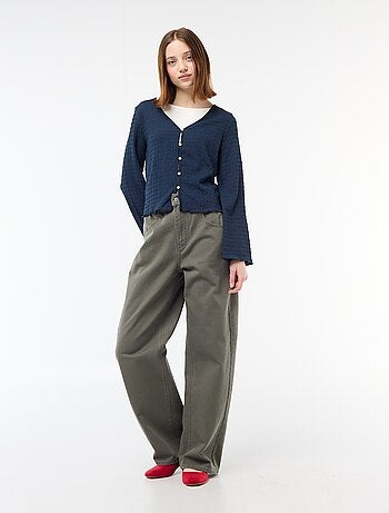 Top cuello en pico de punto abotonado