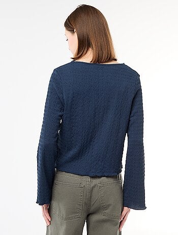 Top cuello en pico de punto abotonado