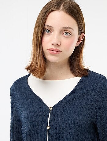 Top cuello en pico de punto abotonado