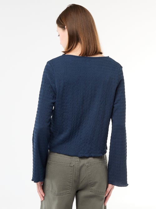 Top cuello en pico de punto abotonado - Kiabi