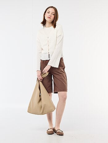 Top cuello en pico de punto abotonado