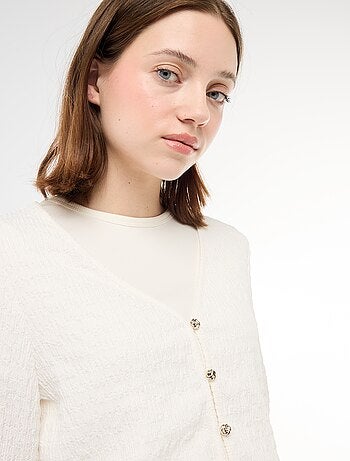 Top cuello en pico de punto abotonado