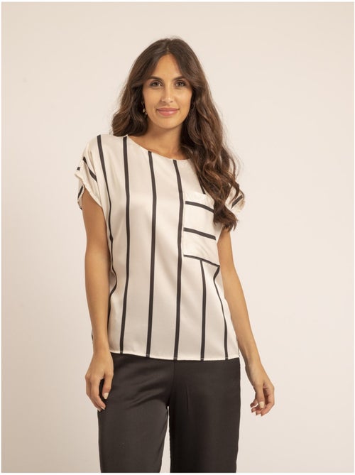 Top cuello redondo a rayas FIDJI - Kiabi