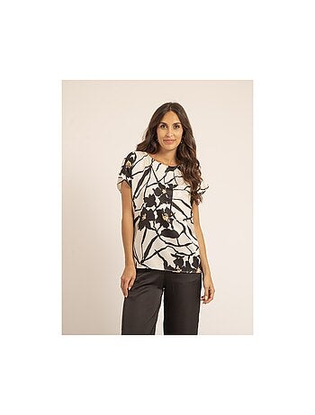 Top cuello redondo con motivos FIJELLE