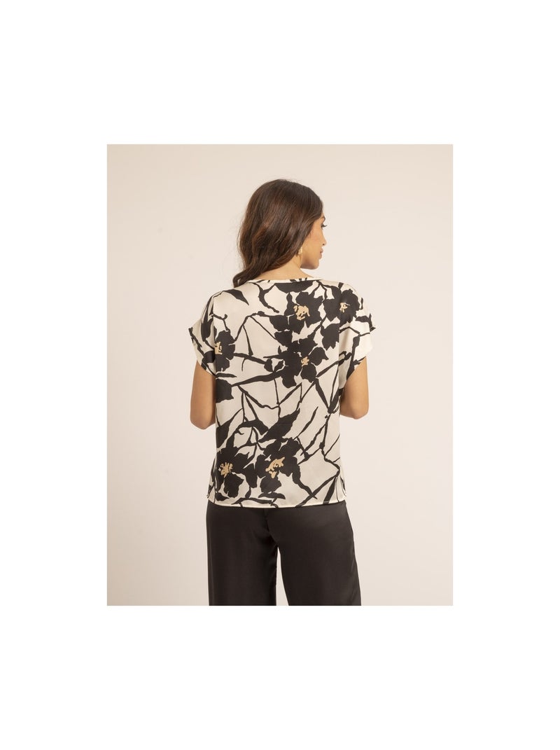 Top cuello redondo con motivos FIJELLE Crudo - Kiabi