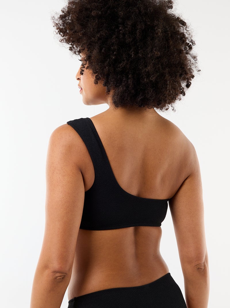 Top de bikini asimétrico con joya dorada Negro - Kiabi