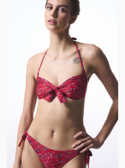 Top de bikini bandeau con estampado étnico, hebilla y bandana penti - Kiabi Top de bikini bandeau con estampado étnico, hebilla y bandana penti - Kiabi