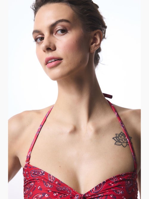 Top de bikini bandeau con estampado étnico, hebilla y bandana penti - Kiabi Top de bikini bandeau con estampado étnico, hebilla y bandana penti - Kiabi