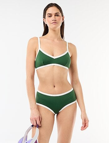 Top de bikini con bordes contrastados