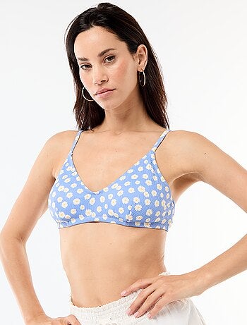 Top de bikini con estampado de margaritas