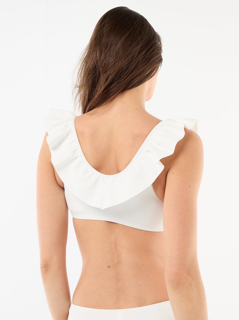 Top de bikini con volantes en microfibra suave Blanco - Kiabi
