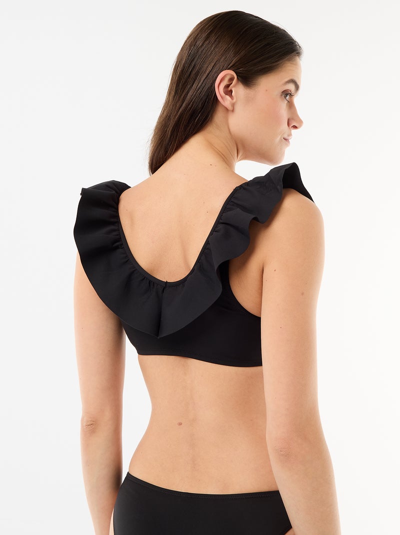 Top de bikini con volantes en microfibra suave Negro - Kiabi