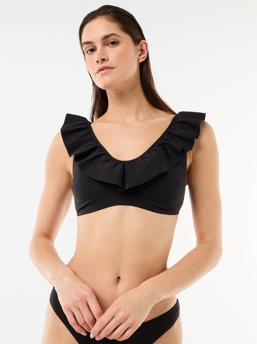 Top de bikini con volantes en microfibra suave - Kiabi