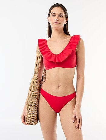 Top de bikini con volantes en microfibra suave