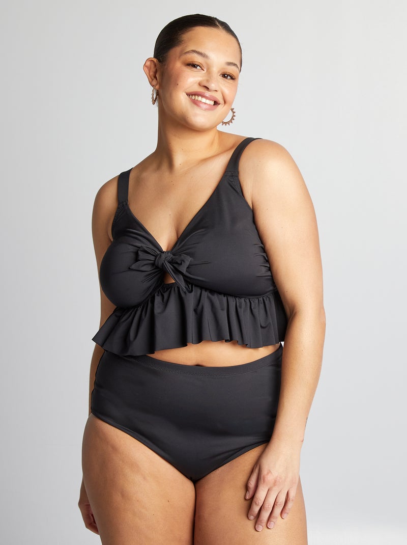 Top de bikini con volantes negro - Kiabi