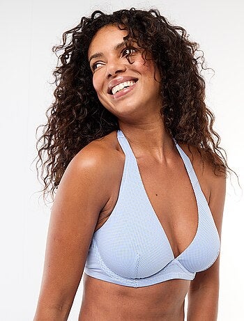 Top de bikini copa D&E estampado vichy