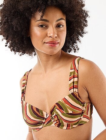 Top de bikini en microfibra estampada