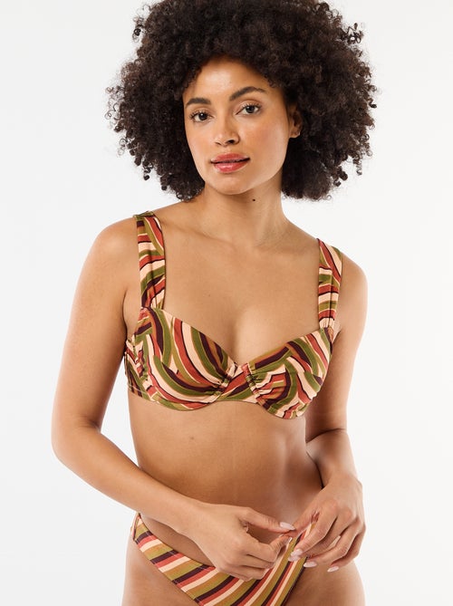 Top de bikini en microfibra estampada - Kiabi