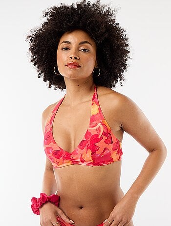 Top de bikini estampado floral