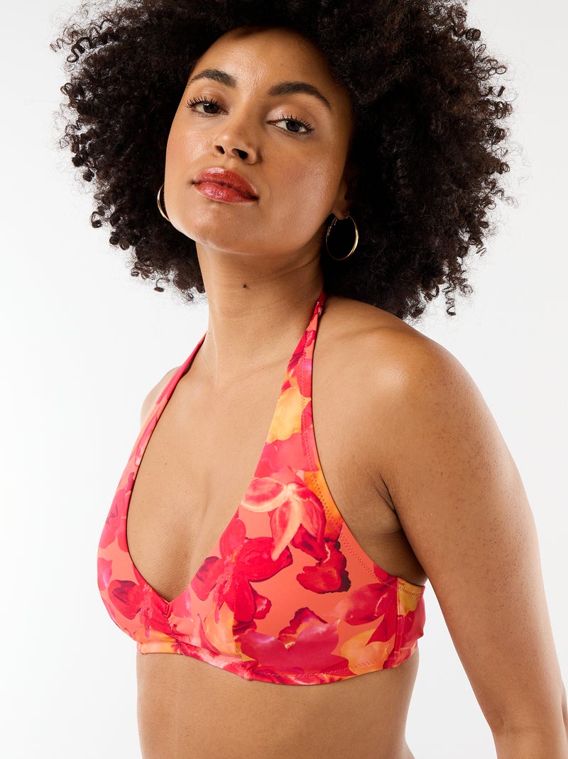 Top de bikini estampado floral Naranja - Kiabi