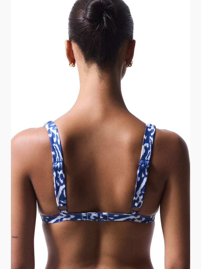 Top de bikini island con escote en v profundo y estampado de hojas penti Azul Blanco - Kiabi