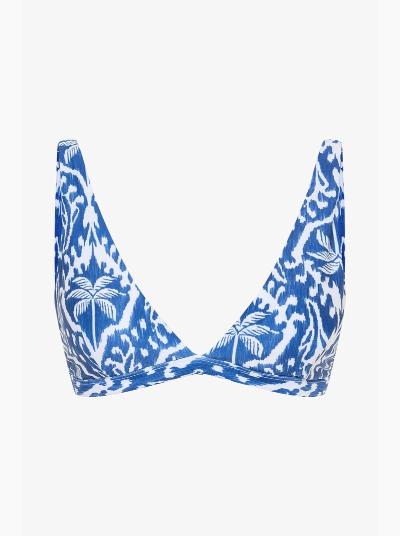 Top de bikini island con escote en v profundo y estampado de hojas penti Azul Blanco - Kiabi
