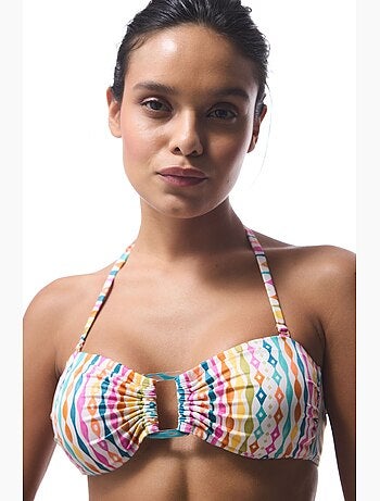 Top de bikini mae a rayas sin tirantes penti