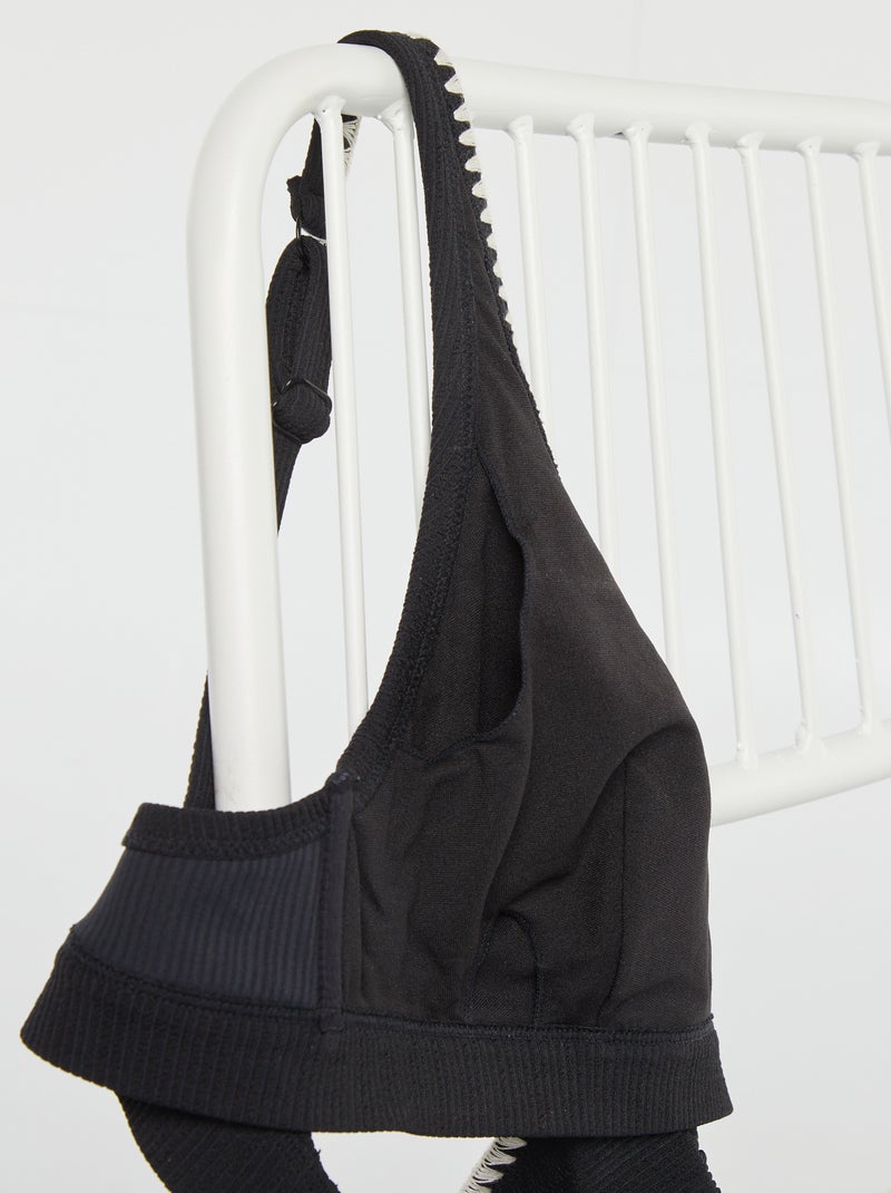 Top de bikini postoperatorio en nido de abeja negro - Kiabi