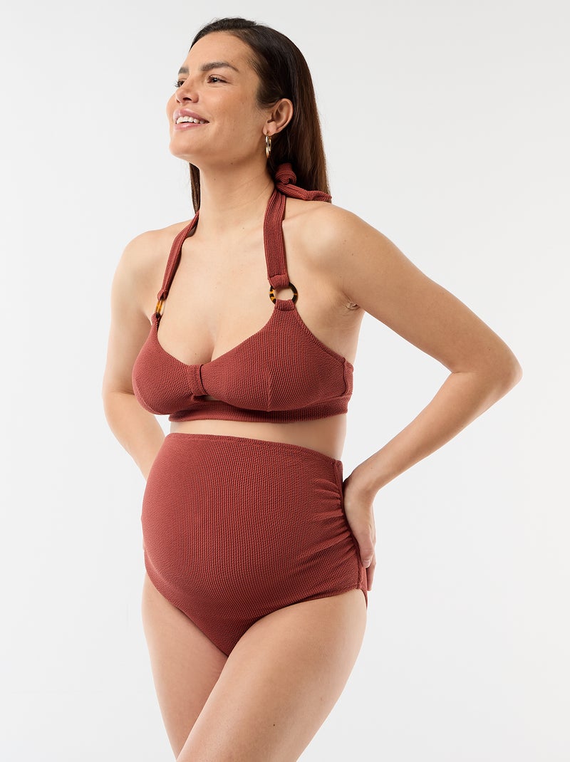 Top de bikini premamá de canalé Marron - Kiabi