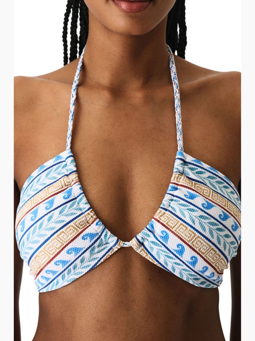 Top de bikini santorini con estampado étnico texturizado bandeau penti - Kiabi Top de bikini santorini con estampado étnico texturizado bandeau penti - Kiabi
