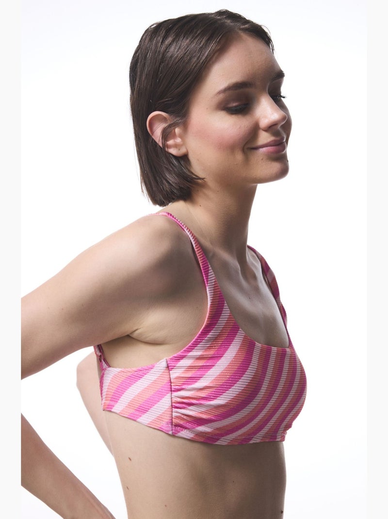 Top de bikini sura a rayas penti Rosa/Blanco - Kiabi