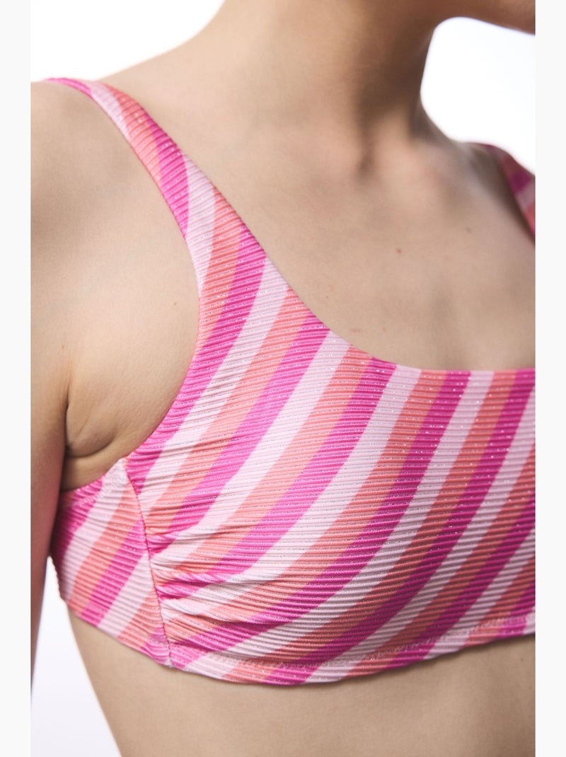 Top de bikini sura a rayas penti Rosa/Blanco - Kiabi