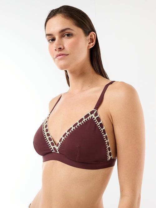 Top de bikini triángulo con bordes de macramé - Kiabi
