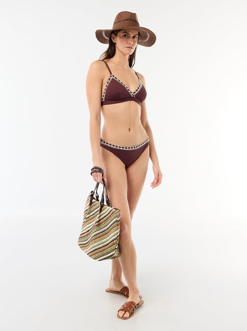 Top de bikini triángulo con bordes de macramé - Kiabi