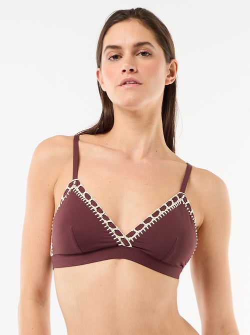 Top de bikini triángulo con bordes de macramé - Kiabi