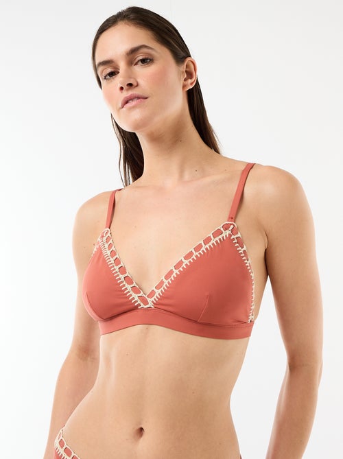 Top de bikini triángulo con bordes de macramé - Kiabi